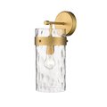 Z-Lite Fontaine 1 Light Wall Sconce, Rubbed Brass & Clear 3035-1SL-RB